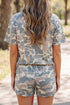 Camouflage Howdy Letter Print Relaxed Tee Drawstring Shorts Set