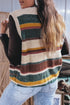 Striped Button Front Sleeveless Knit Regular Fit Sweater Vest