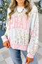 Pray Graphic Floral Mixed Print Patchwork Knit Sweatshirt