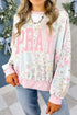 Pray Graphic Floral Mixed Print Patchwork Knit Sweatshirt