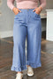 Ruffle Hem Wide Leg Full Length Jeans