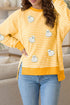 Ghost Patch Stripe Print Round Neck Long Sleeve Tee