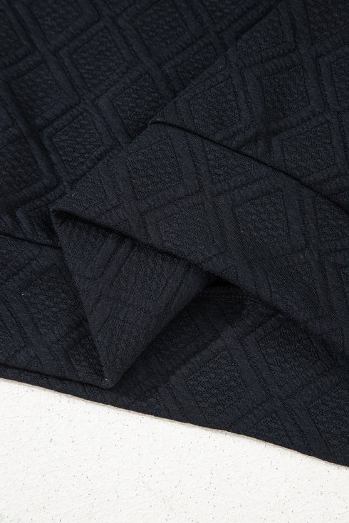 Textured Striped Collared Zip Up Two Piece Dress