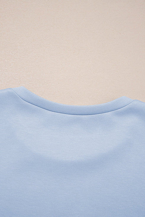 Puff Sleeve Pearl Embellished Scallop Trim Two Piece Dress