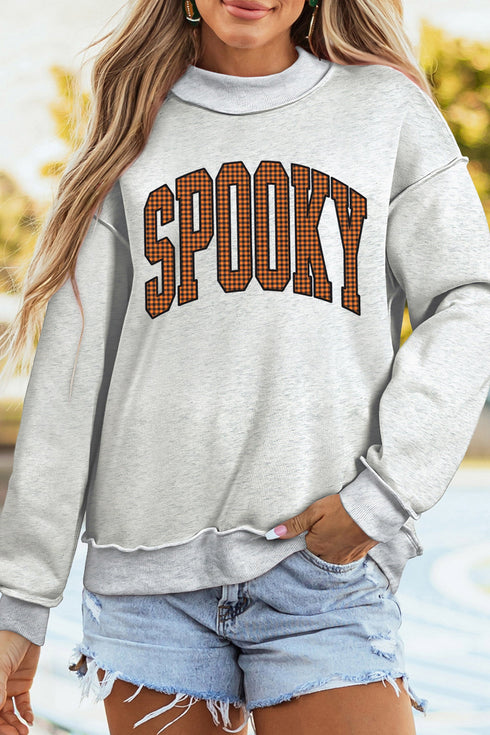 Polyester Slogan Print Mock Neck Reversible Sweatshirt