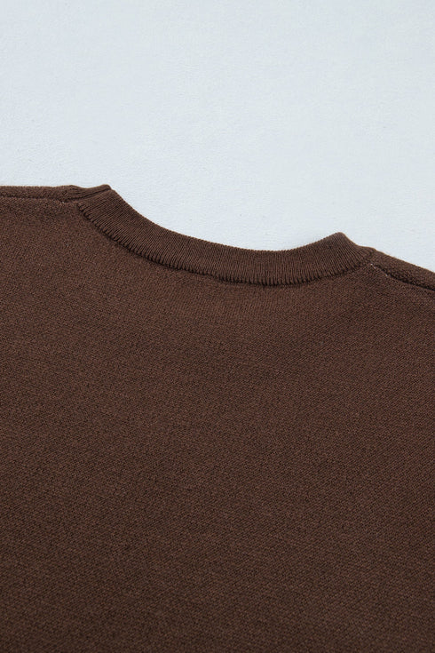 Western Graphic Print Short Sleeve Knit Pullover Sweater