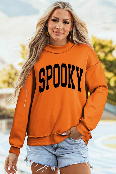 Polyester Oversize Print Mock Neck Reversible Sweatshirt