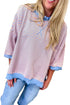 Scalloped Trim Stripe Print Loose Silhouette Top