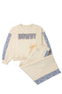 Howdy Letter Print Side Stripe Long Sleeve Lounge Set