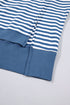 Striped Trim Raw Seam Split Hem Loose Pullover Sweatshirt