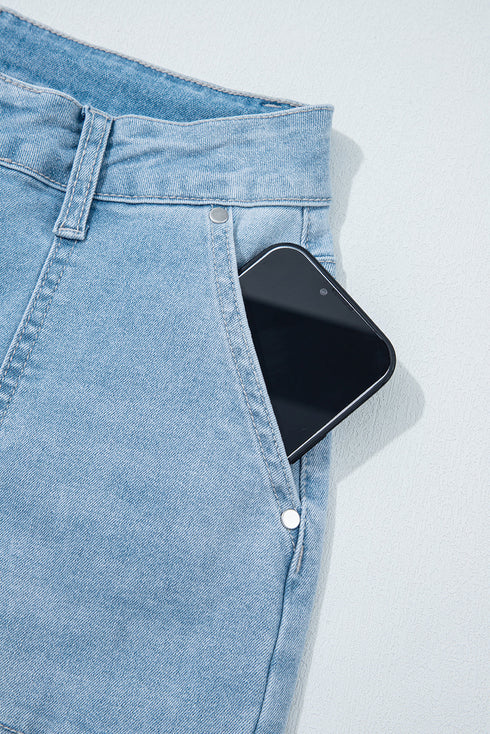 High Rise Relaxed Fit Patch Pocket Barrel Jeans