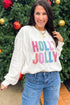 Applique Slogan Round Neck Long Sleeve Sweatshirt