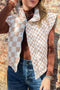 Plaid Print Quilted Button Zip Up Vest