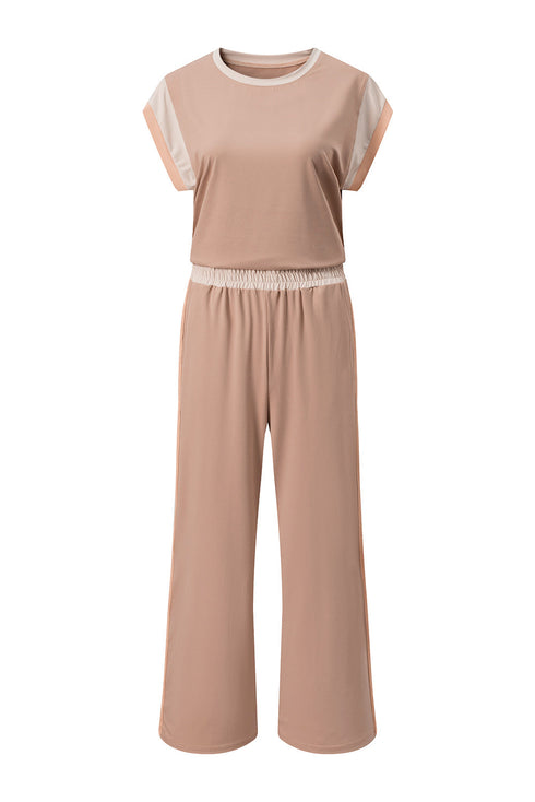 Geometric Block Pattern Trim Detail Pant Set