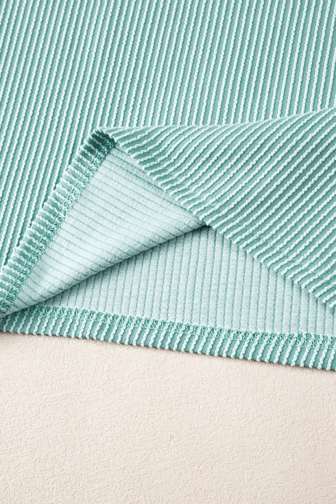 Corded Ribbed Knit Loose Fit Tee And Short Set