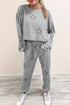 Star Print Long Sleeve Drawstring High Waist Pant Set