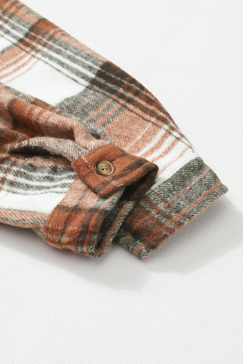 Casual Plaid Print Flap Pocket Button Down Shacket