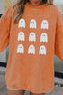 Ghost Print Corded Round Neck Pullover Sweatshirt