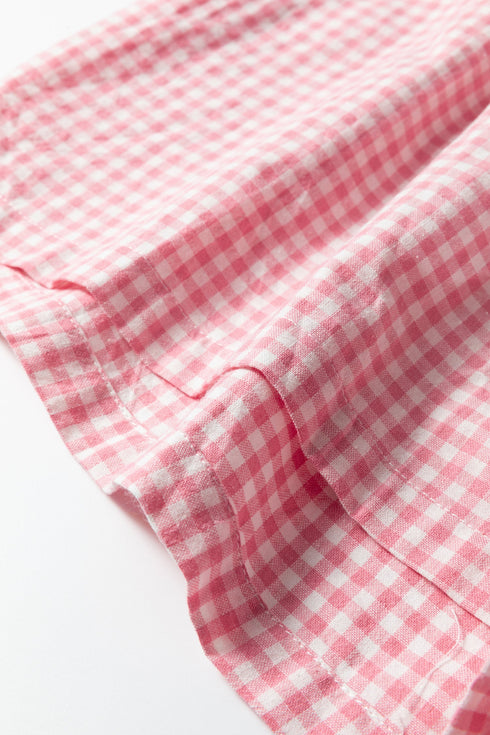 Southern Belle Plaid Print Tailored Edge Trim Shorts