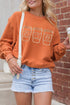 Polyester Ribbed Textured Embroidered Drinks Graphic Sweatshirt