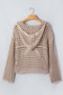 Acrylic Star Pattern Crochet Hooded Drawstring Sweater