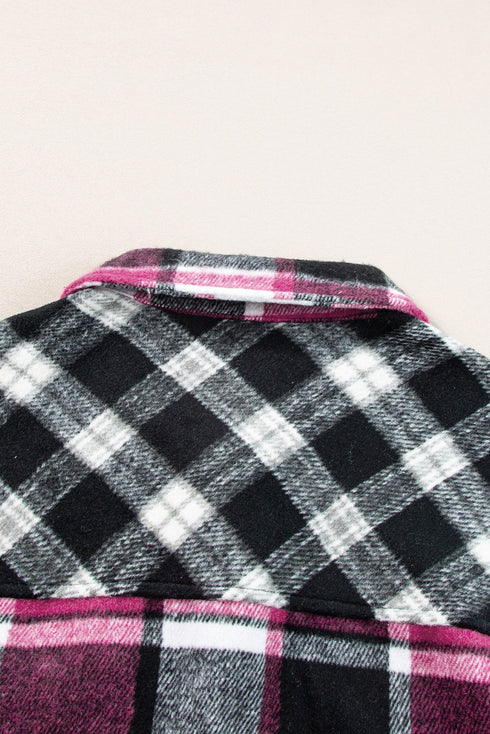 Paneled Checked Button Front Plaid Shacket