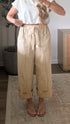 Striped Ribbon Drawstring Waist Full Length Shift Pants