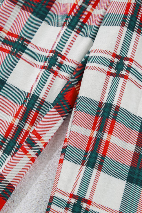 Plaid Print Long Sleeve Two Piece Pajama Set Sleepwear