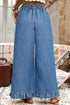 Elastic Waist Ruffled Wide Leg Denim Pants