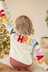 Slogan V Neck Button Front Embroidered Knit Cardigan