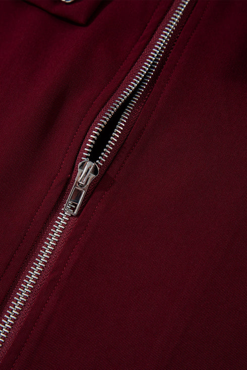 Collared Tab Sleeve Zip Up Flap Detail Casual Jacket