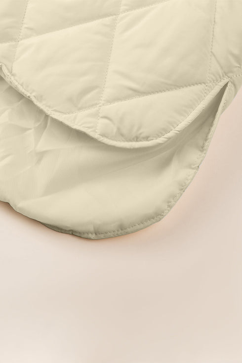 Solid Quilted Snap Button Hooded Puffer Coat