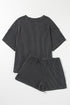 Corded Ribbed Knit Loose Fit Tee And Short Set