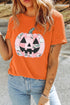 Patchwork Pumpkin Graphic Short Sleeve Round Neck Tee