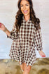 Plaid Long Sleeve Short Shift Mini Dress