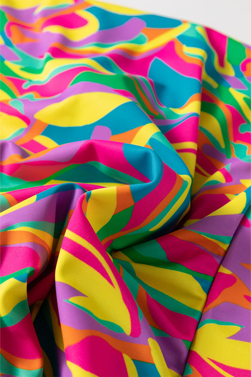 Abstract Pattern Square Neck Skirted Two Piece Swimsuit