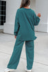 Striped Dropped Shoulder Long Sleeve Top Elastic Waist Pants Two Piece Pant Set