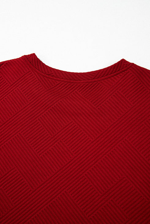 Textured Solid Loose Fit Wide Leg Pant Set