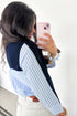 Drop Shoulder Long Sleeve Striped Pullover Sweater