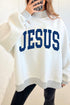 Faith Jesus Double Sided Letter Print High Neck Sweatshirt