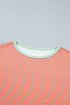 Graphic Stripe Raw Seam Trim Detail Long Sleeve Top