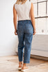 Exposed Stitching Straight Leg Stretch Denim Jeans