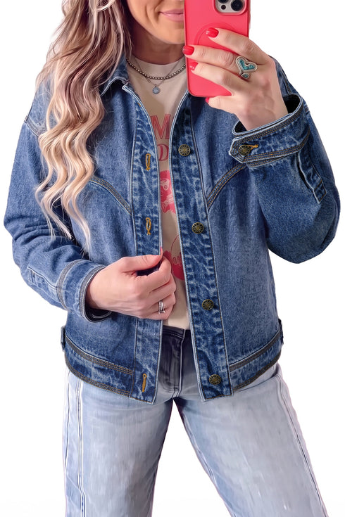 Vintage Wash Finish Western Shift Denim Jacket
