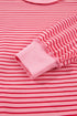 Striped Ribbed Patchwork Mock Neck Baggy Pullover Short Set