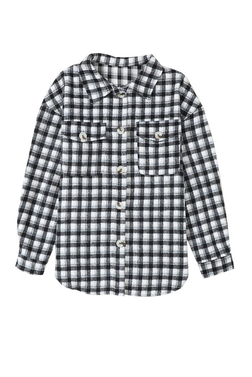 Casual Plaid Print Button Front Tunic Shacket