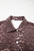 Leopard Print Oversized Patch Pocket Long Sleeve Denim Jacket