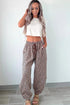 Leopard Print Elastic Waist Ankle Length Pants