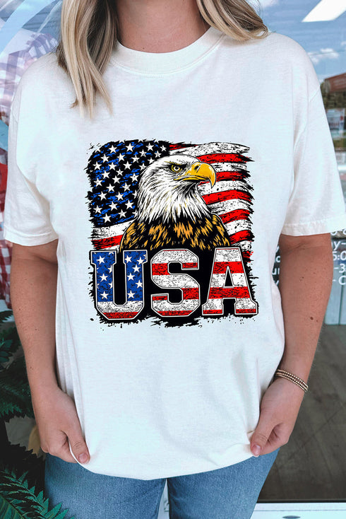 Eagle Graphic Print Crew Neck Short Sleeve Tee