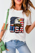 Eagle Graphic Print Crew Neck Short Sleeve Tee