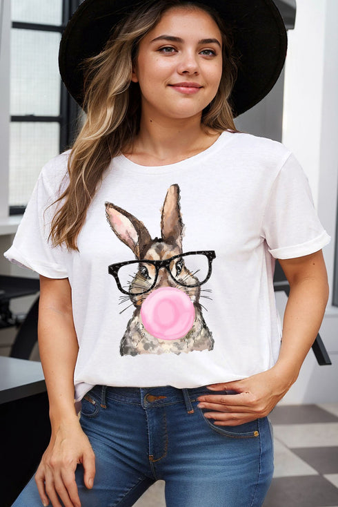 Easter Bubblegum Rabbit Graphic Plus Size Tee